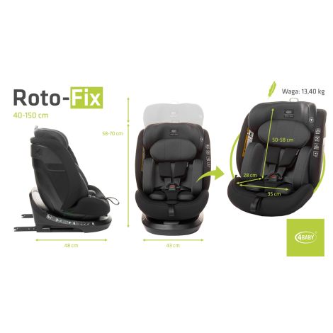 4Baby Roto-Fix i-Size - obrotowy fotelik samochodowy  40-150 cm | Graphite - 19